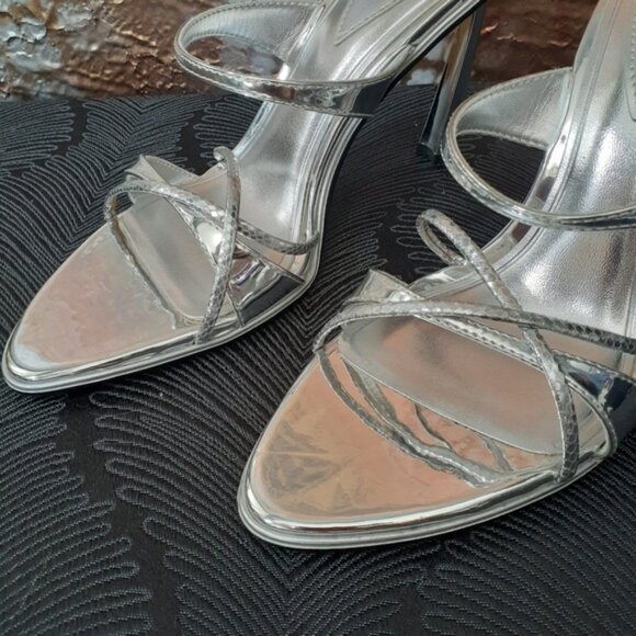 Zara Elegant Silver Strappy Heels - Picture 10 of 12